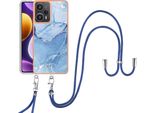 Custodia Con Cinturino Per Xiaomi Poco F5 /Redmi Note 12 Turbo, Paraurti In Tpu A Fantasia, Custodia Protettiva Con Cinturino Regolabile Azzurro