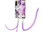 Custodia Con Cinturino Per Xiaomi Redmi Note 12S, Custodia In Tpu A Fantasia Con Cinturino Regolabile Viola
