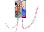 Custodia Con Cinturino Per Xiaomi Redmi Note 10 4G/Note 10S, Custodia In Tpu A Fantasia Con Cinturino Regolabile Oro