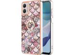 Custodia Per Motorola Moto G53, Custodia Protettiva In Silicone Tpu A Fantasia Con Supporto Ad Anello Caffè