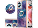 Custodia Per Xiaomi Redmi Note 12 4G, Custodia Protettiva In Silicone Tpu Bumper A Fantasia Con Supporto Ad Anello Blu Scuro