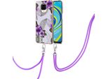 Custodia Con Cinturino Per Xiaomi Redmi Note 9S/9 Pro/9 Pro Max, Custodia In Tpu A Fantasia Con Cinturino Regolabile Viola