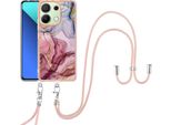 Custodia Con Cinturino Per Xiaomi Redmi Note 13 4G, Bumper In Tpu A Fantasia, Custodia Protettiva Con Cinturino Regolabile Oro Rosa