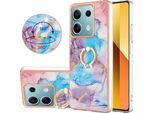 Custodia Per Xiaomi Redmi Note 13 5G, Custodia Protettiva In Silicone Tpu A Fantasia Con Supporto Ad Anello Blu