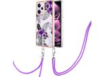 Custodia Con Cinturino Per Xiaomi Poco X5 Pro/Redmi Note 12 Pro 5G, Custodia In Tpu A Fantasia Con Cinturino Regolabile Viola