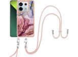 Custodia Con Cinturino Per Xiaomi Redmi Note 13 Pro 5G, Paraurti In Tpu A Fantasia, Custodia Protettiva Con Cinturino Regolabile Oro Rosa