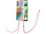 Custodia Con Cinturino Per Xiaomi Poco X5 /Redmi Note 12 5G, Custodia In Tpu A Fantasia Con Cinturino Regolabile Oro