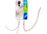 Custodia Con Cinturino Per Xiaomi Redmi Note 9, Custodia In Tpu A Fantasia Con Cinturino Regolabile Grigio