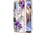Custodia Per Motorola Moto G31 / G41, Custodia Protettiva In Silicone Tpu A Fantasia Con Supporto Ad Anello Viola