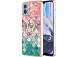 Custodia Per Motorola Moto E22, Custodia Protettiva In Silicone Tpu A Fantasia Con Supporto Ad Anello Colorato