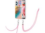 Custodia Con Cinturino Per Xiaomi Redmi Note 12 4G, Custodia In Tpu A Fantasia Con Cinturino Regolabile Oro