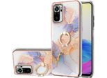 Custodia Per Xiaomi Redmi Note 10 4G/Note 10S, Custodia Protettiva In Silicone Tpu A Fantasia Con Supporto Ad Anello Grigio