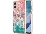 Custodia Per Motorola Moto G53, Custodia Protettiva In Silicone Tpu A Fantasia Con Supporto Ad Anello Colorato