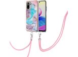 Custodia Con Cinturino Per Xiaomi Redmi Note 10 4G/Note 10S, Custodia In Tpu A Fantasia Con Cinturino Regolabile Blu