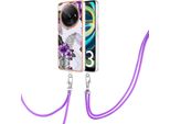 Custodia Con Cinturino Per Xiaomi Redmi A3, Custodia In Tpu A Fantasia Con Cinturino Regolabile Viola
