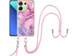 Custodia Con Cinturino Per Xiaomi Redmi Note 13 4G, Paraurti In Tpu A Fantasia, Custodia Protettiva Con Cinturino Regolabile Rosa