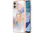 Custodia Per Motorola Moto G53, Custodia Protettiva In Silicone Tpu A Fantasia Con Supporto Ad Anello Grigio