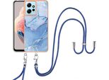 Custodia Con Cinturino Per Xiaomi Redmi Note 12 4G, Paraurti In Tpu A Fantasia, Custodia Protettiva Con Cinturino Regolabile Azzurro