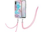 Custodia Con Cinturino Per Xiaomi Redmi 9A, Custodia In Tpu A Fantasia Con Cinturino Regolabile Blu