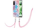 Custodia Con Cinturino Per Xiaomi Redmi 12C, Custodia In Tpu A Fantasia Con Cinturino Regolabile Blu