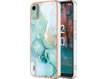 Custodia Per Nokia C12, Sottile Marmo Antiurto Morbido Tpu Paraurti Verde