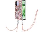 Custodia Con Cinturino Per Xiaomi Redmi 12C, Custodia In Tpu A Fantasia Con Cinturino Regolabile Coffee
