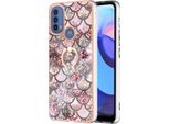 Custodia Per Motorola Moto E20 / E30 / E40, Custodia Protettiva In Silicone Tpu A Fantasia Con Supporto Ad Anello Caffè