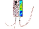 Custodia Con Cinturino Per Xiaomi Redmi Note 9, Custodia In Tpu A Fantasia Con Cinturino Regolabile Coffee