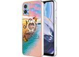 Custodia Per Motorola Moto E22, Custodia Protettiva In Silicone Tpu A Fantasia Con Supporto Ad Anello Oro