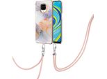 Custodia Con Cinturino Per Xiaomi Redmi Note 9S/9 Pro/9 Pro Max, Custodia In Tpu A Fantasia Con Cinturino Regolabile Grigio