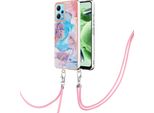 Custodia Con Cinturino Per Xiaomi Poco X5 /Redmi Note 12 5G, Custodia In Tpu A Fantasia Con Cinturino Regolabile Blu