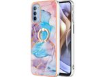 Custodia Per Motorola Moto G31 / G41, Custodia Protettiva In Silicone Tpu A Fantasia Con Supporto Ad Anello Blu