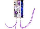 Custodia Con Cinturino Per Xiaomi Redmi Note 12 Pro+, Custodia In Tpu A Fantasia Con Cinturino Regolabile Viola