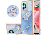 Custodia Per Xiaomi Redmi Note 12 4G, Custodia Protettiva In Silicone Tpu A Fantasia Con Supporto Ad Anello Azzurro