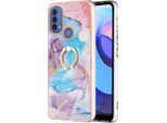 Custodia Per Motorola Moto E20 / E30 / E40, Custodia Protettiva In Silicone Tpu A Fantasia Con Supporto Ad Anello Blu