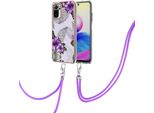 Custodia Con Cinturino Per Xiaomi Redmi Note 10 4G/Note 10S, Custodia In Tpu A Fantasia Con Cinturino Regolabile Viola