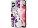 Custodia Per Xiaomi Redmi Note 12 4G, Custodia Protettiva In Silicone Tpu A Fantasia Con Supporto Ad Anello Viola