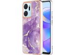 Custodia Per Honor X7A, Sottile Marmo Antiurto Custodia Morbida Tpu Paraurti Viola