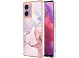 Custodia Per Motorola Moto G04 /Moto G24, Sottile Marmo Antiurto Morbido Tpu Custodia Paraurti Oro Rosa