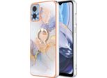 Custodia Per Motorola Moto E22, Custodia Protettiva In Silicone Tpu A Fantasia Con Supporto Ad Anello Grigio