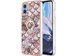 Custodia Per Motorola Moto E22, Custodia Protettiva In Silicone Tpu A Fantasia Con Supporto Ad Anello Caffè