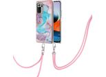 Custodia Con Cinturino Per Xiaomi Redmi Note 10 Pro/10 Pro Max, Custodia In Tpu A Fantasia Con Cinturino Regolabile Blu