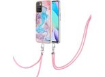 Custodia Con Cinturino Per Xiaomi Redmi 10, Custodia In Tpu A Fantasia Con Cinturino Regolabile Blu