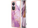 Custodia Per Oppo Reno10 Pro 5G, Sottile Marmo Antiurto Morbido Tpu Paraurti Rosa