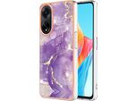Custodia Per Oppo A98, Sottile Marmo Antiurto Custodia Morbida Tpu Paraurti Viola