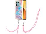 Custodia Con Cinturino Per Xiaomi Redmi Note 13 5G, Custodia In Tpu A Fantasia Con Cinturino Regolabile Blu