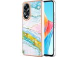 Custodia Per Oppo A58 4G, Sottile Marmo Antiurto Custodia Morbida Tpu Paraurti Turchese