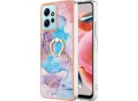 Custodia Per Xiaomi Redmi Note 12 4G, Custodia Protettiva In Silicone Tpu A Fantasia Con Supporto Ad Anello Blu