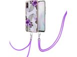 Custodia Con Cinturino Per Xiaomi Redmi 9A, Custodia In Tpu A Fantasia Con Cinturino Regolabile Viola