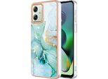 Custodia Per Motorola Moto G54, Sottile Marmo Antiurto Morbido Tpu Paraurti Verde